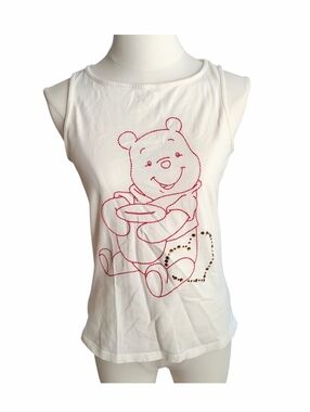 Vintage Disneyland Resort White Embroidered Winnie The Pooh Tank Top Size Small